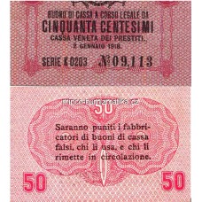 50 Centesimi 1918 Cassa Veneta - Bankovka - Itálie